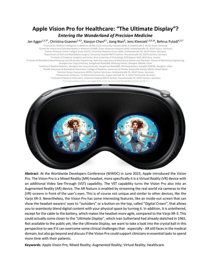 Apple Vision Pro for Healthcare: \"The Ultimate Display\"?