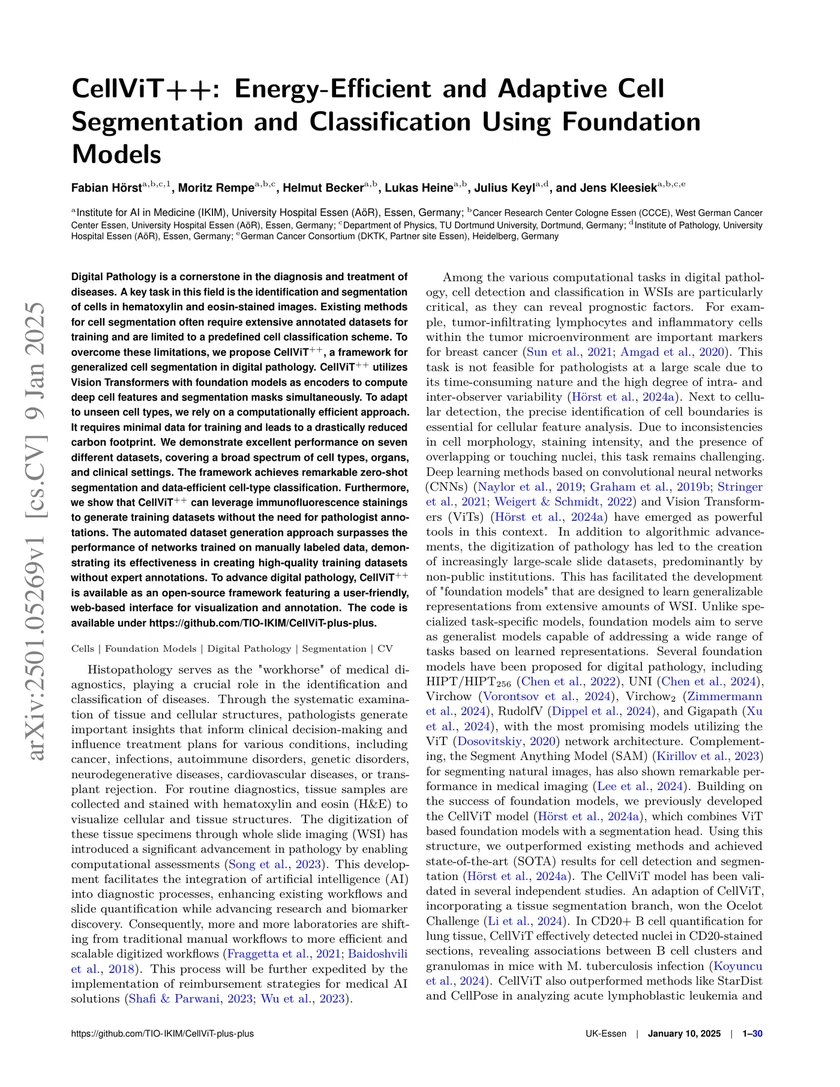 CellViT++: Energy-Efficient and Adaptive Cell Segmentation and Classification Using Foundation Models