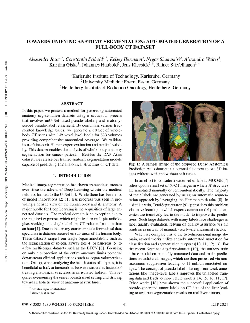 Towards Unifying Anatomy Segmentation: Automated Generation of a Full-Body CT Dataset