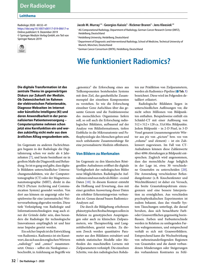 Wie funktioniert Radiomics?