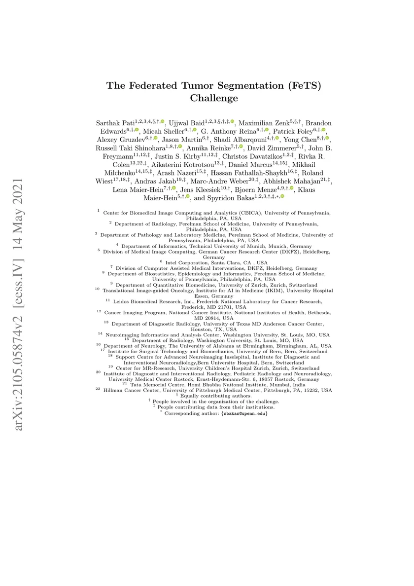The Federated Tumor Segmentation (FeTS) Challenge