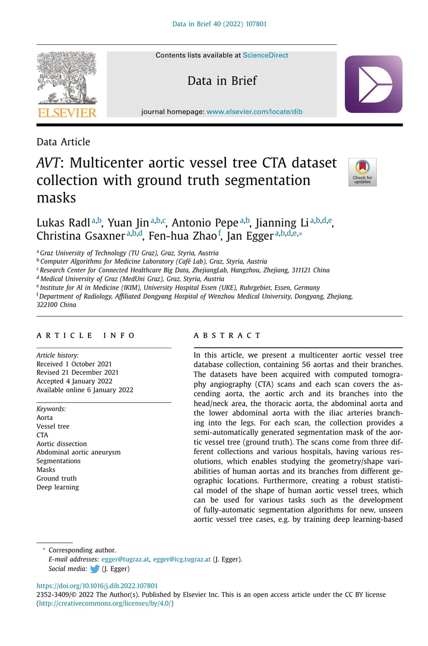 AVT: Multicenter aortic vessel tree CTA dataset collection with ground truth segmentation masks