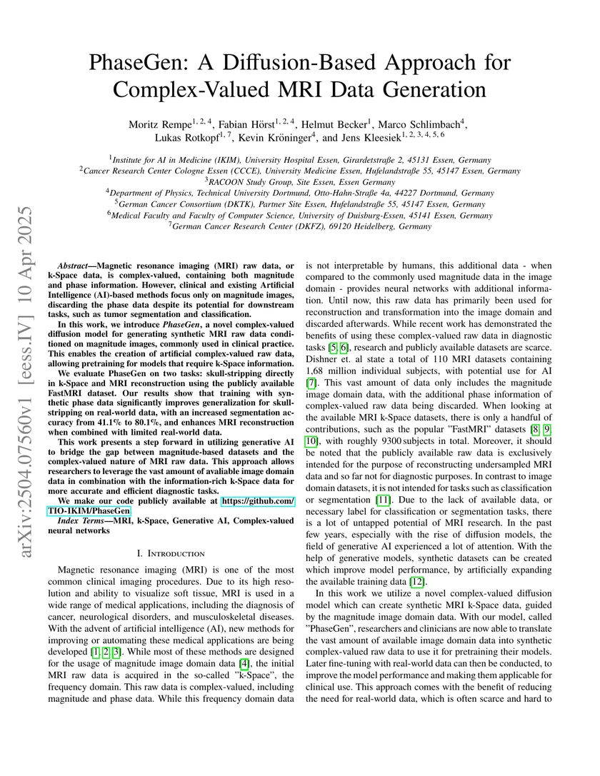 PhaseGen: A Diffusion-Based Approach for Complex-Valued MRI Data Generation