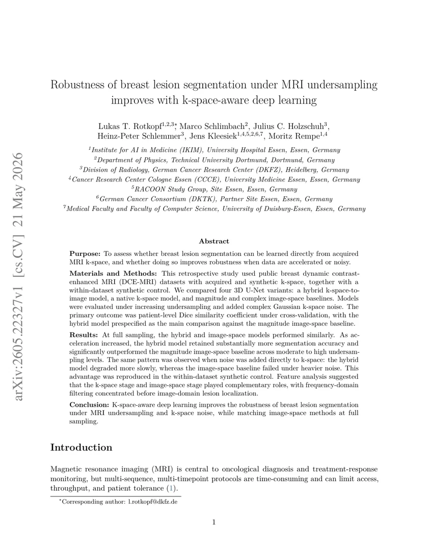 Robustness of breast lesion segmentation under MRI undersampling improves with k-space-aware deep learning