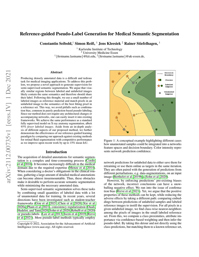 Reference-guided Pseudo-Label Generation for Medical Semantic Segmentation