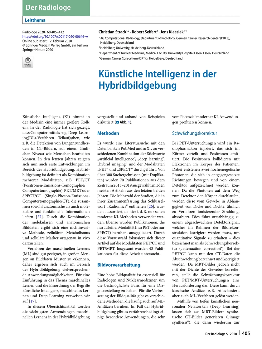 Künstliche Intelligenz in der Hybridbildgebung